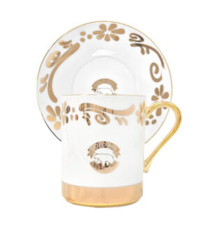 [Gold999] Gold Flower Wave Mug Set 1 Person
