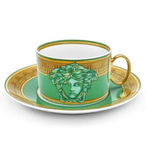 [VERSACE] Medusa Amplified Green Coin Coffee Cup & Saucer Low