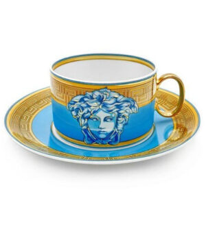 [VERSACE] Medusa Amplified Blue Coin Coffee Cup & Saucer Low