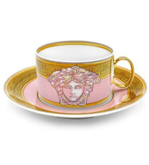 [VERSACE] Medusa Amplified Pink Coin Coffee Cup & Saucer Low