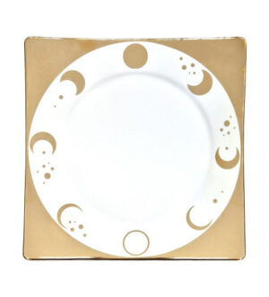 [Gold999] Gold Moon & Sun Square Plate 10 inches