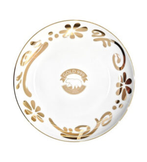 [Gold999] Gold Flower Wave Round Plate 8 Inch