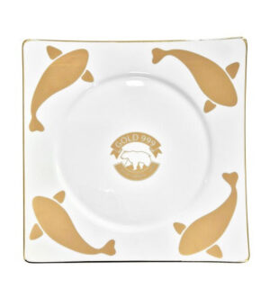 [Gold 999] Gold Fish Square Plate 10 Inch