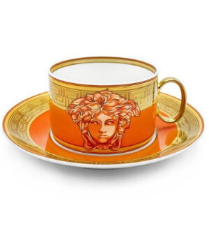 [VERSACE] Medusa Amplified orange Coin Coffee Cup & Saucer Low