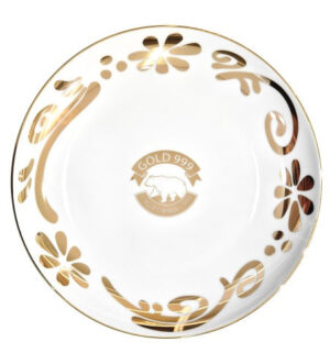[Gold999] Gold Flower Wave Round Plate 12 Inch