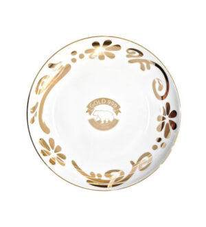 [Gold999] Gold Flower Wave Round Plate 6 Inch