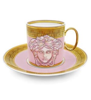 [VERSACE] Medusa Amplified Pink Coin Coffee Cup & Saucer Tall