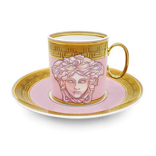 [VERSACE] Medusa Amplified Pink Coin Coffee Cup & Saucer Tall